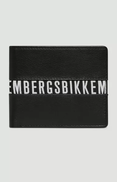 Compact Men's Leather Wallet Black Hombre Carteras Bikkembergs
