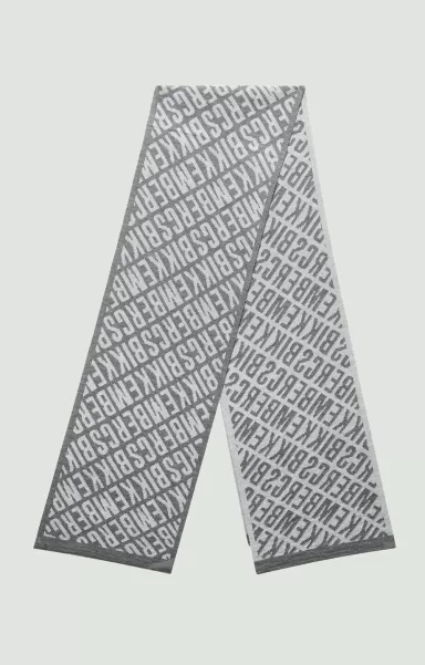 Hombre Grey Bikkembergs Scarf With All-Over Logo 25X181 Scarves And Foulard