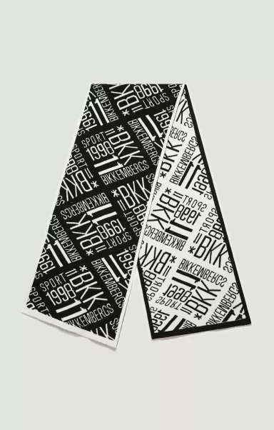 Bikkembergs Hombre Scarves And Foulard Men's Scarf With All-Over Logo 40X180 Cm Black/White
