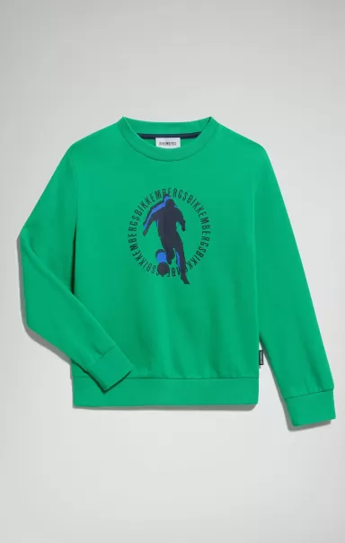 Boy's Fleece Sweatshirt Green Niños Sudaderas Bikkembergs