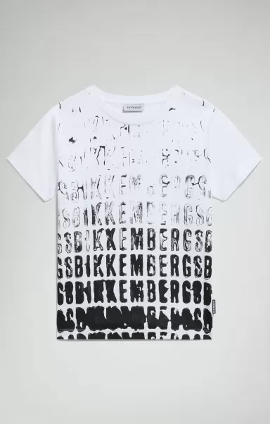 Camisetas White Niños Bikkembergs Boy's T-Shirt With Faded Logo