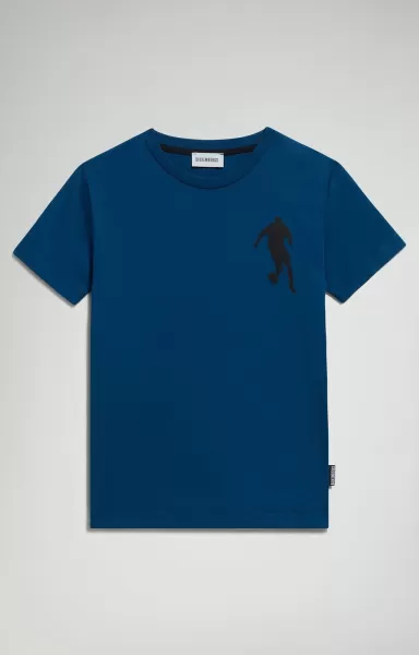 Boy's T-Shirt With Printed Front/Back Chaquetas Niños Sailor Blue Bikkembergs