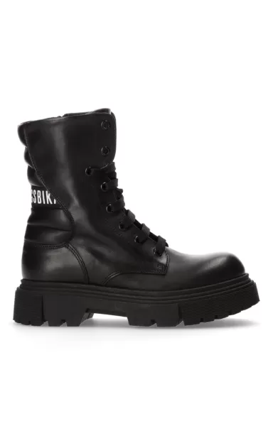 Black Boy's Lace-Up Boots - Gisa Niños Bikkembergs Junior Shoes (8-16)